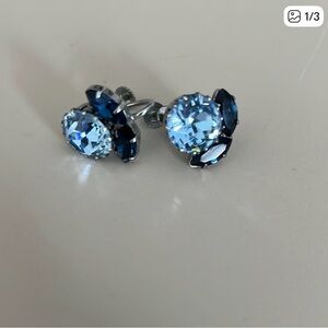 Elegant Blue Crystal clip on Earrings